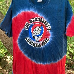 2015 Grateful Dead Skull Tie-Dye Shirt Men's XL Red White Blue Jim Hennessey